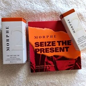 Morphe bronze make up bundle New, eyeshadow palette, bronzing drops and stick